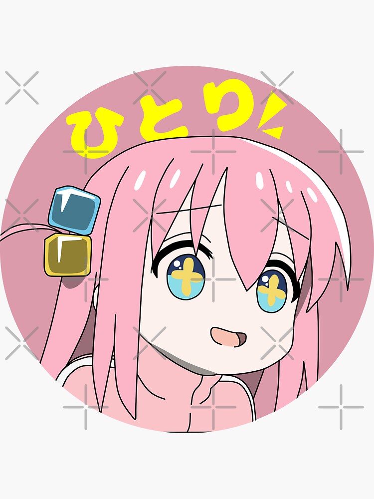 Aperçu 3 sur 3. Sticker avec l'œuvre Mignon Hitori gotou avec texte japonais créée et vendue par Semzig.