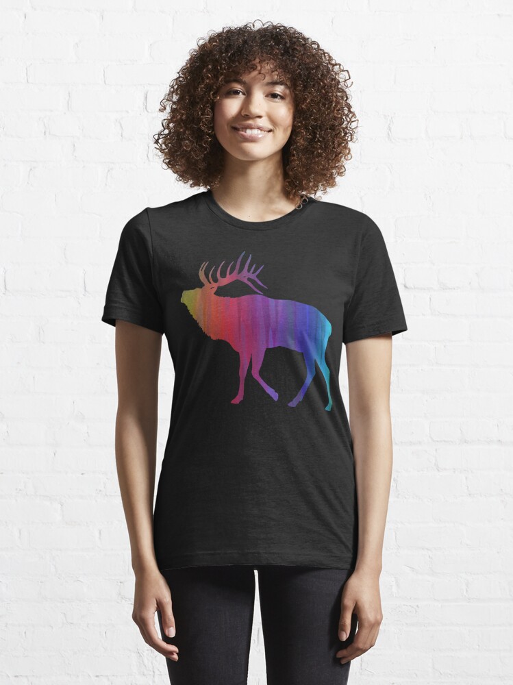 Rainbow Watercolor Dripping Elk Essential T-Shirt for Sale by