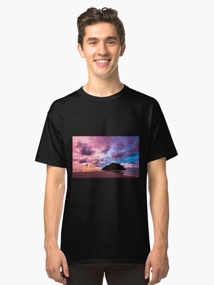 Alternate view of Tropical island and paradise beach at sunset Classic T-Shirt