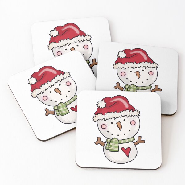 Item preview, Cute Little Snowman Wearing Santa's Hat, a Scarf and a Red Heart designed and sold by Beneficial Art.