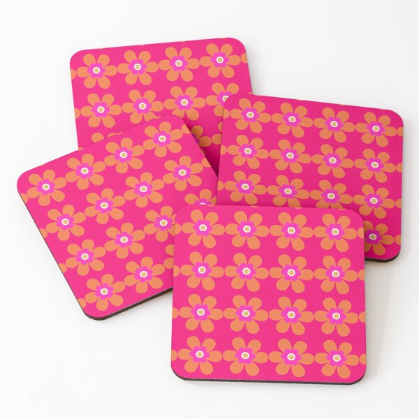 Item preview, Stand out from the crowd with this cute retro 80s simple flower power block colour graphic pattern vibrant pink and orange. designed and sold by Caroline Laursen.