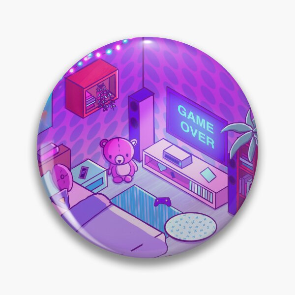 Item preview, Symmetric Minimal Gamer Room Design Drawing Vector Illustration Purple Pink Blue  With Led Lights designed and sold by yunuzdemirtas.