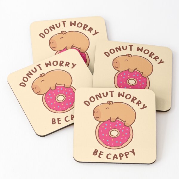 Item preview, Don't worry be cappy, Dont worry be happy, capybara on a donut, capy designed and sold by manydoodles.