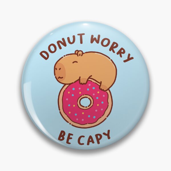 Item preview, Capybara on a donut, don't worry be happy, be capy designed and sold by manydoodles.