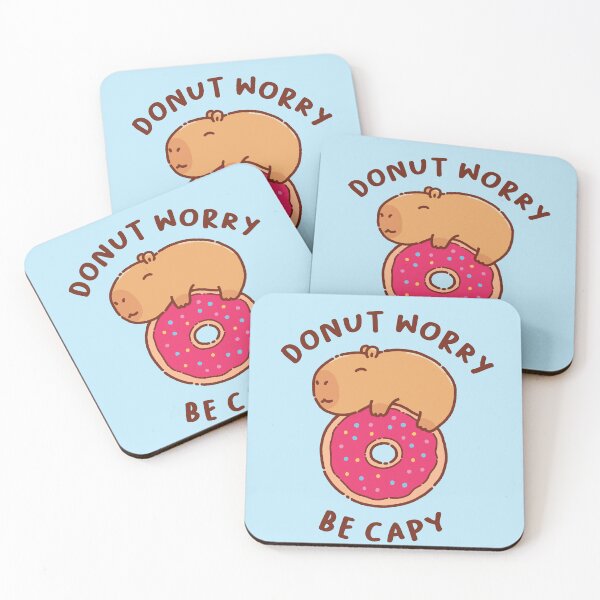 Item preview, Capybara on a donut, don't worry be happy, be capy designed and sold by manydoodles.