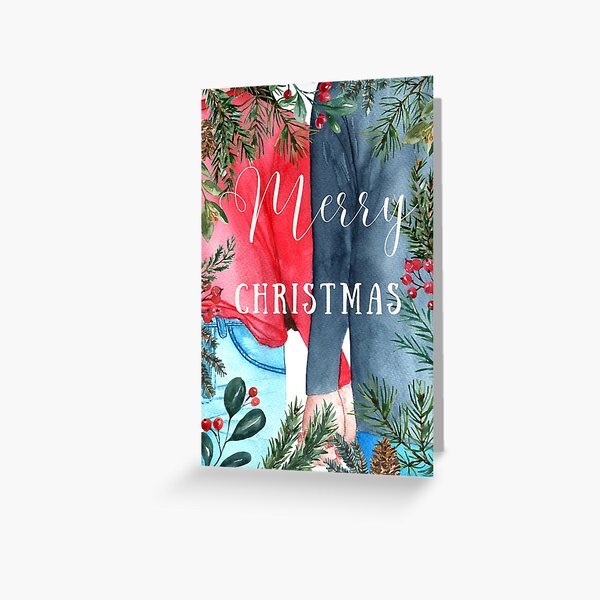 Artikel-Vorschau von Frohe Weihnachten-Aquarell-Paar, designt und verkauft von S-and-W-4ever.