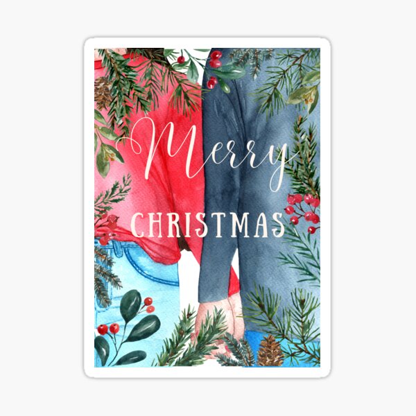 Artikel-Vorschau von Frohe Weihnachten-Aquarell-Paar, designt und verkauft von S-and-W-4ever.