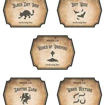 Witch's Brew Apothecary Labels Halloween Sticker Pack Sticker for Sale by  Sense-Trends