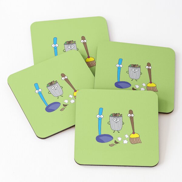 Item preview, cute broom dustpan and trash bin designed and sold by wordspotrayal.