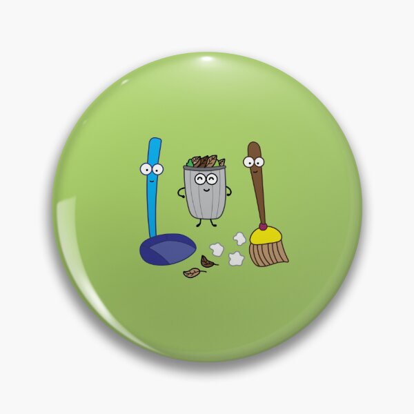 Item preview, cute broom dustpan and trash bin designed and sold by wordspotrayal.