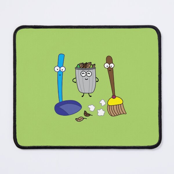 Item preview, cute broom dustpan and trash bin designed and sold by wordspotrayal.