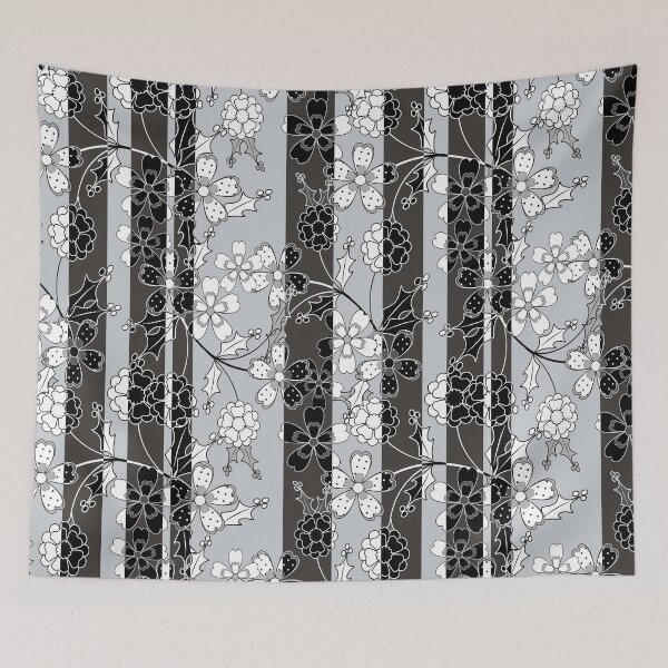 Item preview, The floral pattern.Black and white.Striped background. designed and sold by marinaklykva.