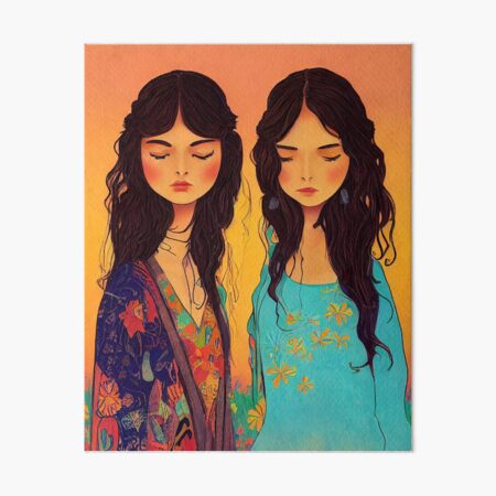 Two boho girls Art Board Print