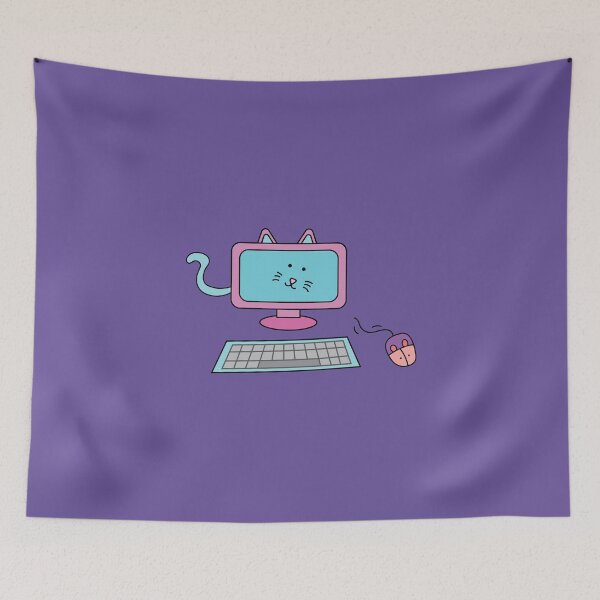 Item preview,  computer cat with keyboard and mouse designed and sold by wordspotrayal.