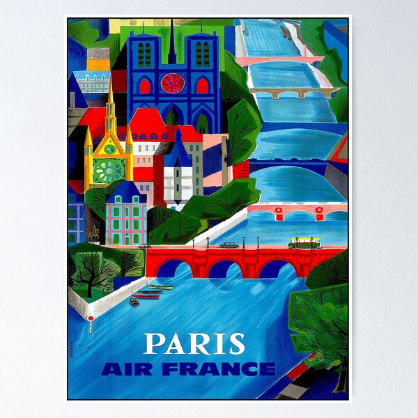 Item preview, AIR FRANCE : Vintage Fly to Paris Advertising Print designed and sold by posterbobs.