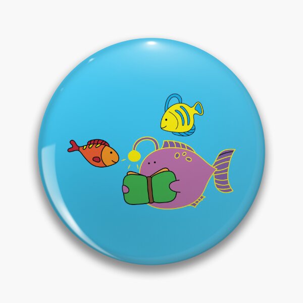 Item preview, funny cute lanternfish reading book with friends designed and sold by wordspotrayal.