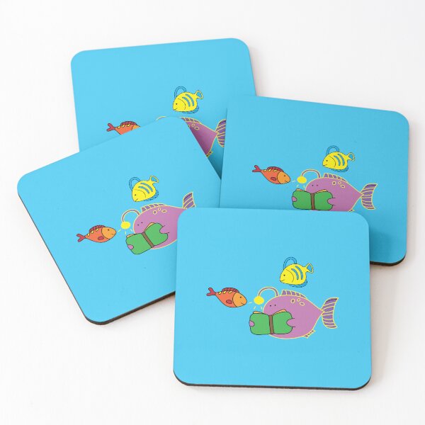 Item preview, funny cute lanternfish reading book with friends designed and sold by wordspotrayal.