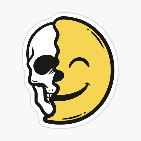 "Skull and Smile emoticon " Sticker for Sale by rukurustudio Redbubble