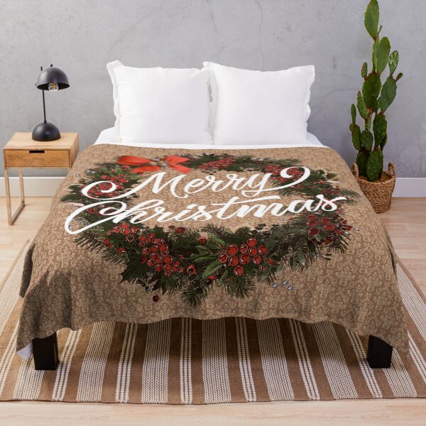 Item preview, Elegant Merry Christmas Wreath Vintage Brown Damask Background designed and sold by Hommie9977.