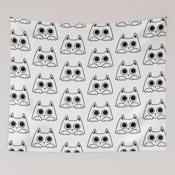 Item preview, Doodles Cute Cat Watching Funny in Black White Color designed and sold by MisPuHoney.