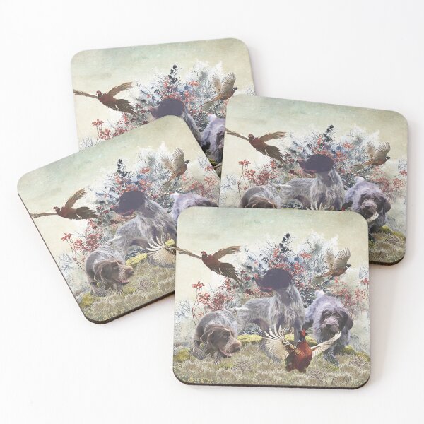 Item preview, German Wirehaired Pointers, Hunting pheasant designed and sold by TammyHunterArt.