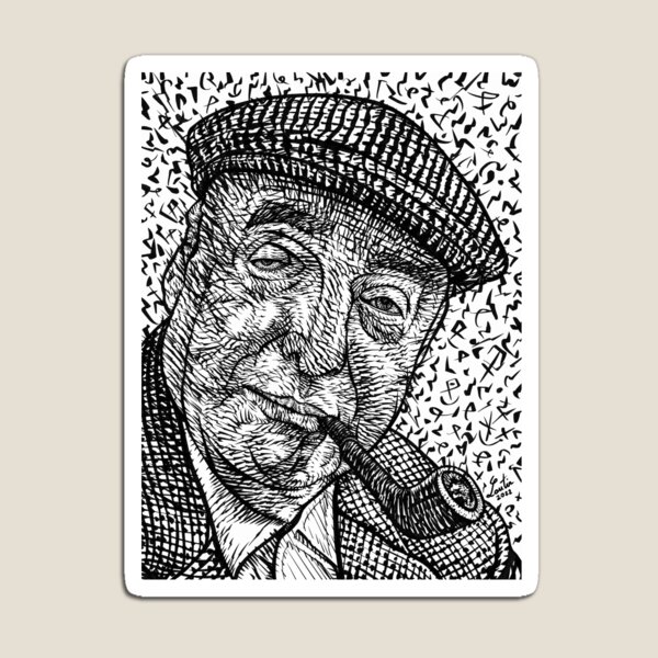 Item preview, PABLO NERUDA ink portrait .1 designed and sold by lautir.
