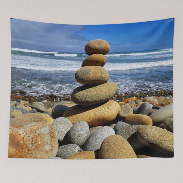 Item preview, Zen Pebble Tower - Cairn Balancing Beach Pebbles at the Beach 3 of 4 designed and sold by Beachy.