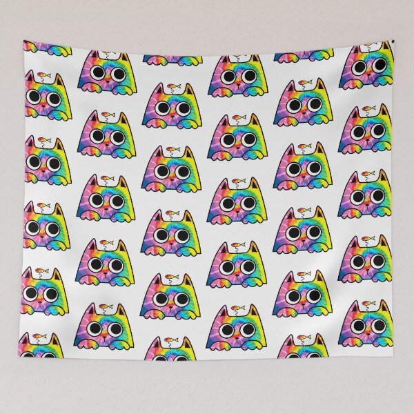 Item preview, Colorful Doodles Cute Cat Watching Funny in Rainbow Color designed and sold by MisPuHoney.