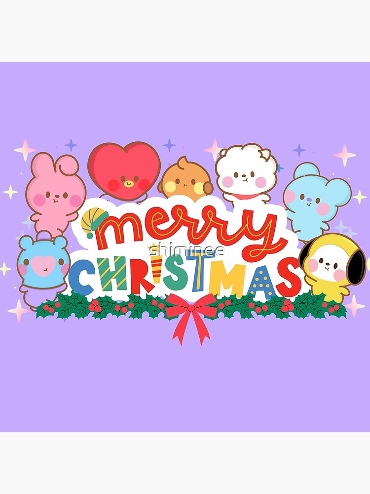 "Christmas BT21 Cute BTS cartoon character OT7 lovers Merry Christmas" Throw Pillow for Sale