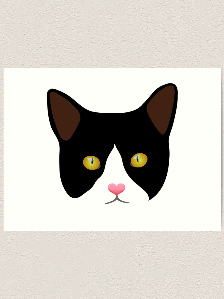 Cat and Flowers Cat Print Tuxedo Cat Art Colorful Wall Art Cat Lover Gift Tuxedo Cat Gift Black and White Cat