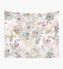 Elegant whimsical grey watercolor roses Wall Tapestry