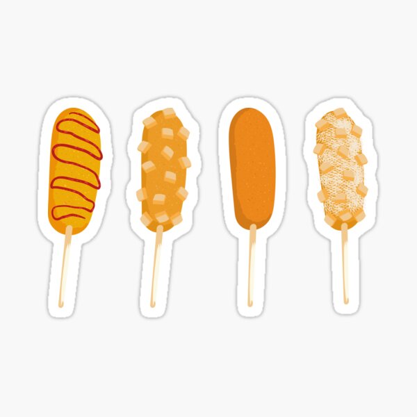 tokkebi gamja hotdog korean style drawing sticker with ketchup