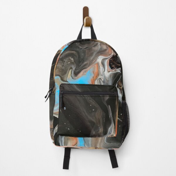 Item preview, Abstract liquid paint in black, gold, turquoise, and orange designed and sold by pegdoesart.