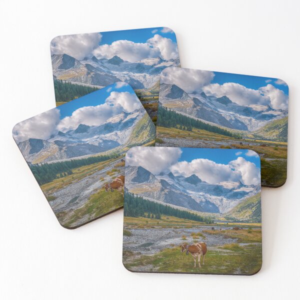 Item preview, Grazing Season For Swiss Cows At Alpine Country In Switzerland - This is a very ancient grazing ground for Swiss cows below the glacier designed and sold by Susan Dost.