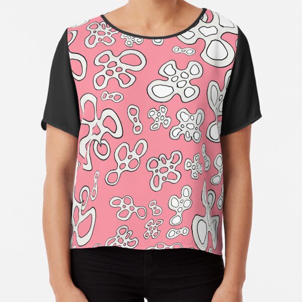 Amoeba pink, black and white pattern Chiffon Top