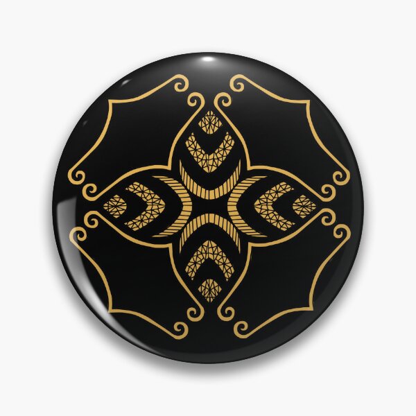Item preview, Four leaf cross and floral outline motif gold on black designed and sold by Encie-Designs.