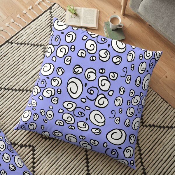 Swirl blue black and white pattern Floor Pillow