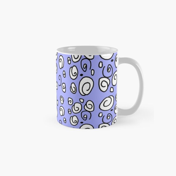 Swirl blue black and white pattern Classic Mug