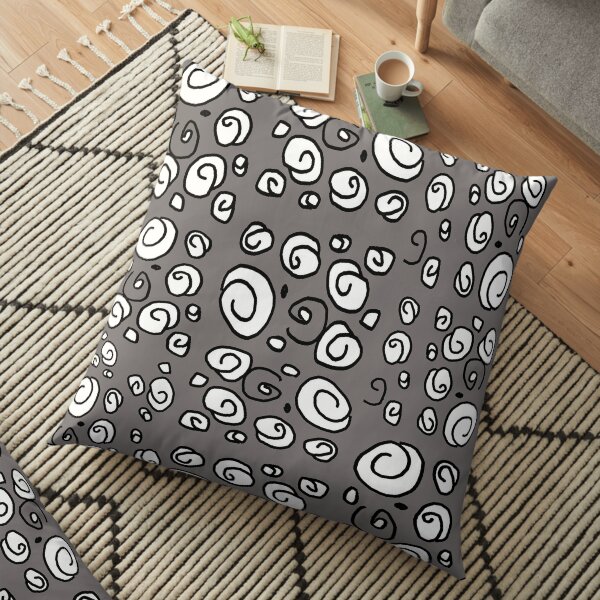 Swirl gray black and white pattern Floor Pillow