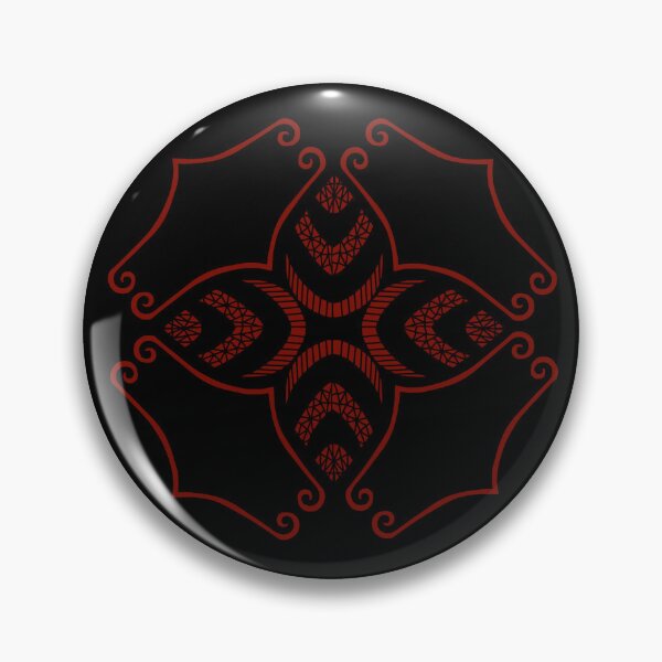 Item preview, Four leaf cross and floral outline motif red on black designed and sold by Encie-Designs.