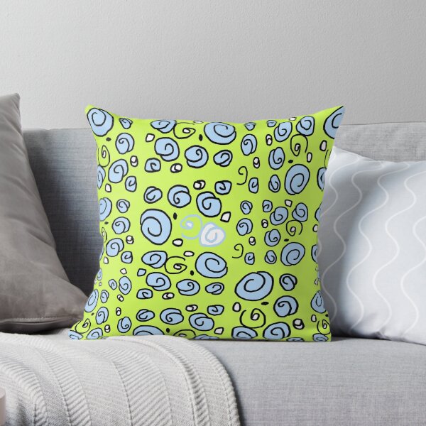 Swirl blue and yellow pattern Throw Pillow