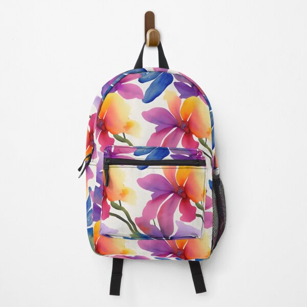 Vista previa del artículo con la obra «Orquídeas sueltas de colores del arco iris de acuarela sobre un fondo blanco», diseñado y vendido por ClairesPatterns.