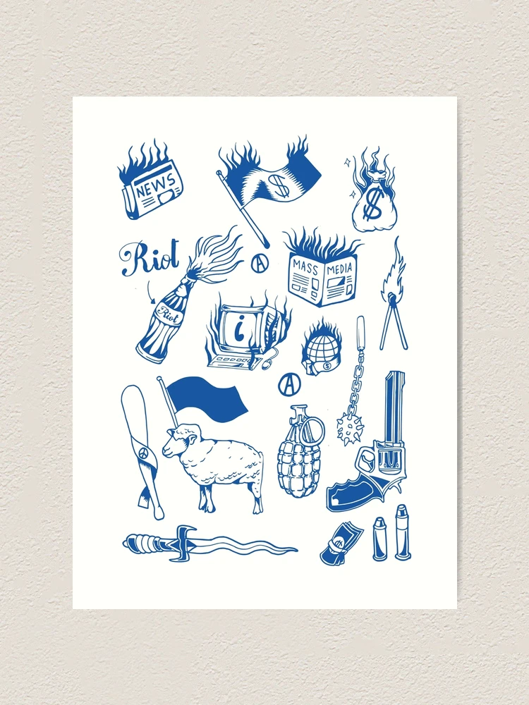 Anarchy traditional tattoo flash set