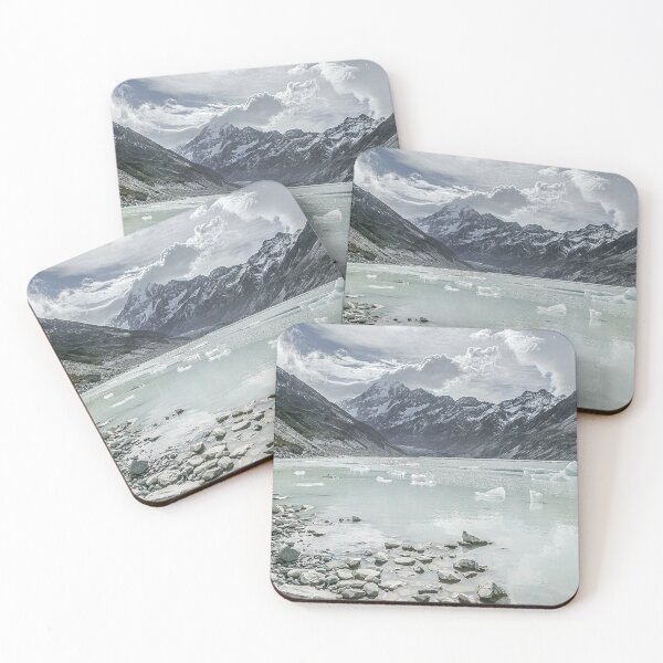 Item preview, Mount Cook - Aouraki - New Zealand, South Island - Landscape of Icebergs floating in Tasman Glacier Lake - designed and sold by AB-Imagery.