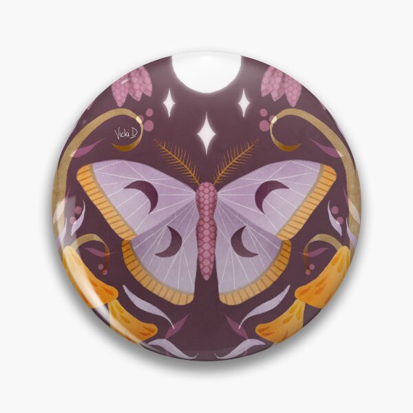 Item preview, Purple moth with flowers, mushrooms, moon and stars designed and sold by Vicki Dunlop.