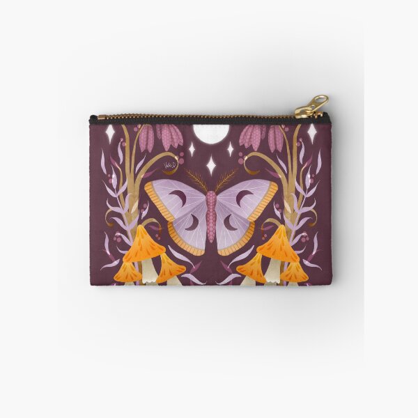 Item preview, Purple moth with flowers, mushrooms, moon and stars designed and sold by Vicki Dunlop.