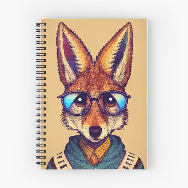 Item preview, Serious Coyote Wearing a Cardigan and Glasses in Front of a Yellow Wall designed and sold by HipsterCaracal.