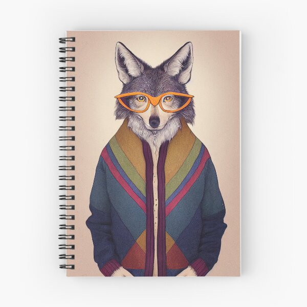 Item preview, Cool Coyote Wearing a Cardigan and Glasses in Front of a Yellow Wall designed and sold by HipsterCaracal.