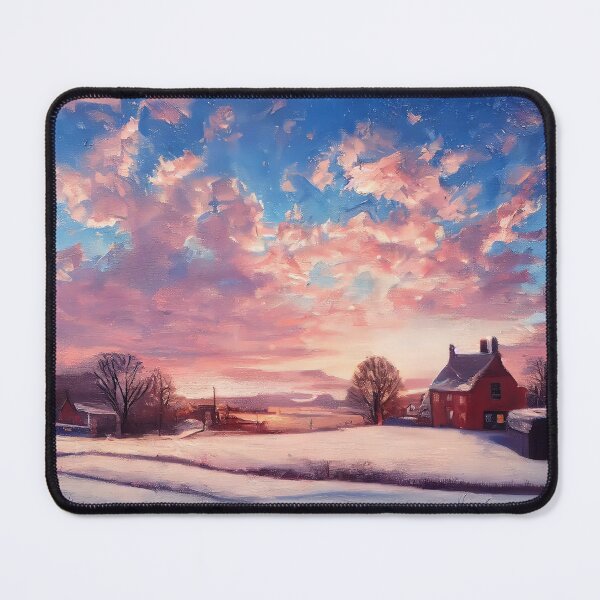 Item preview, oil painting of an English village covered in snow at sunrise designed and sold by Paintings By Simon .