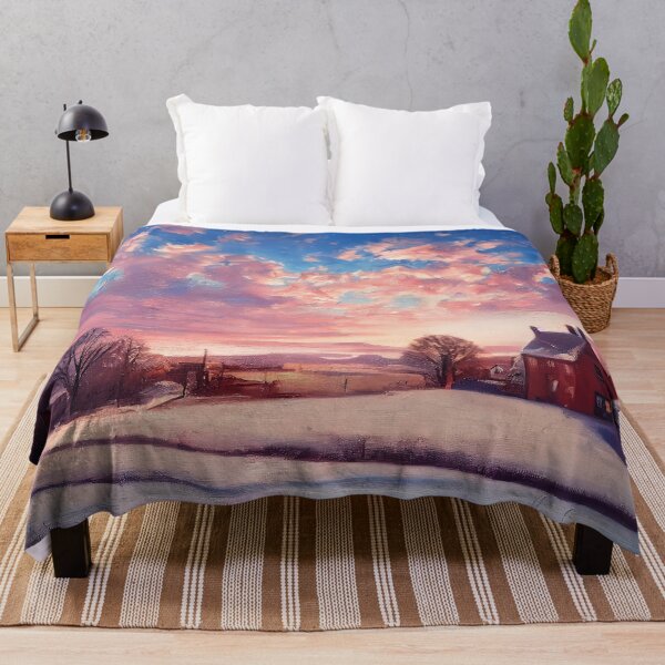 Item preview, oil painting of an English village covered in snow at sunrise designed and sold by Paintings By Simon .
